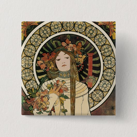 Art Nouveau Trappistine Mucha Button (Vorderseite)
