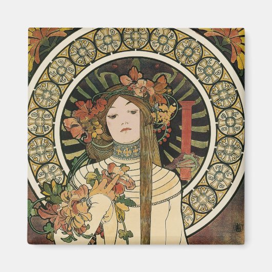 Art Nouveau Trappistine Mucha Magnet (Vorne)