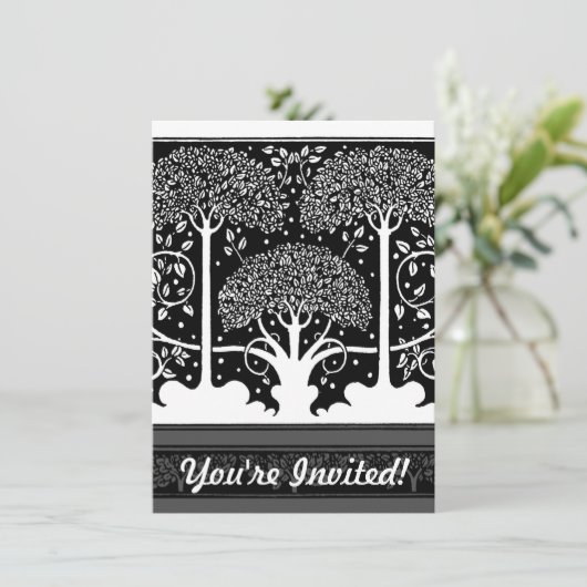 Art Nouveau Tree Beardsley Muster Einladung (Stehend Vorderseite)