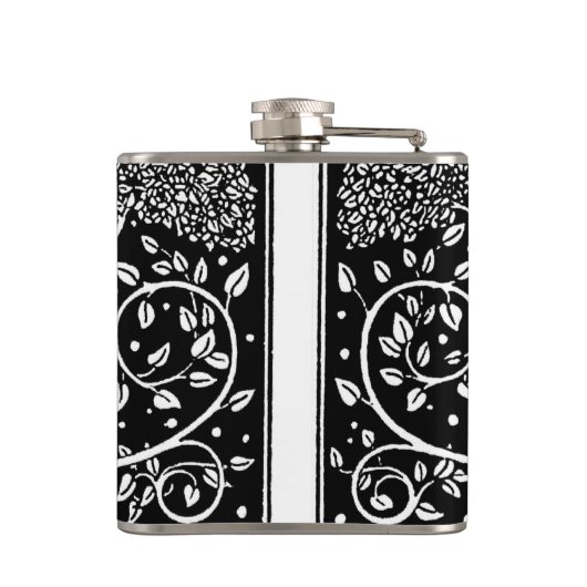 Art Nouveau Tree Beardsley Muster Flachmann (Rückseite)