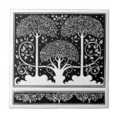 Art Nouveau Tree Beardsley Muster Fliese (Vorderseite)