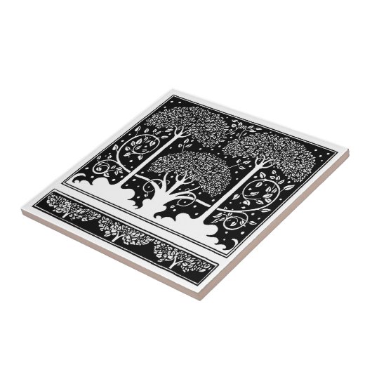 Art Nouveau Tree Beardsley Muster Fliese (Seite)