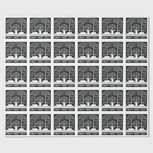 Art Nouveau Tree Beardsley Muster Geschenkpapier (Flach)