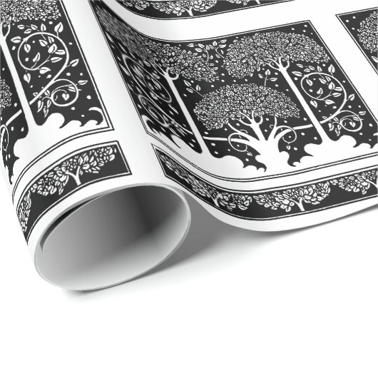 Art Nouveau Tree Beardsley Muster Geschenkpapier (Rolleneckpunkt)