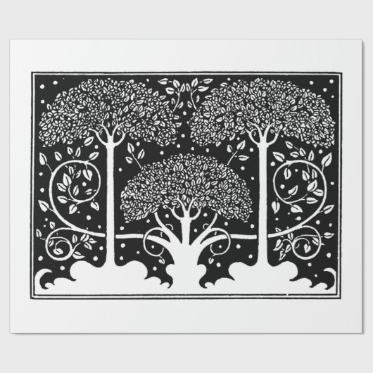 Art Nouveau Tree Beardsley Muster Geschenkpapier (Flach)
