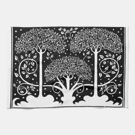 Art Nouveau Tree Beardsley Muster Handtuch (Horizontal)
