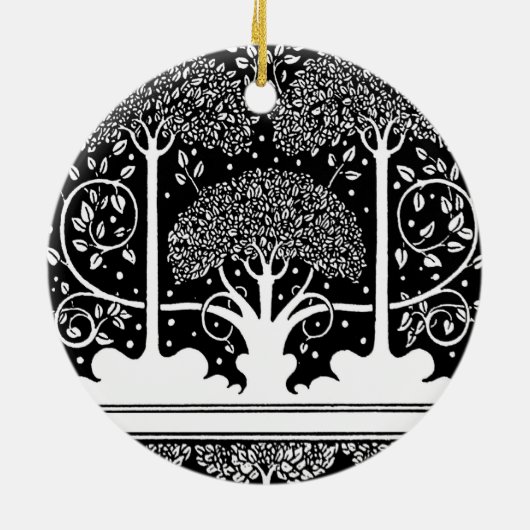 Art Nouveau Tree Beardsley Muster Keramikornament (Hinten)