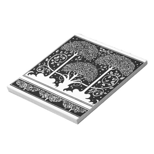 Art Nouveau Tree Beardsley Muster Notizblock (Rotiert)