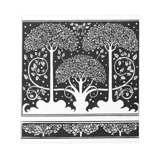 Art Nouveau Tree Beardsley Muster Notizblock (Vorderseite)