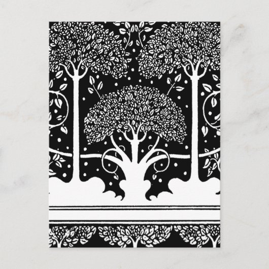Art Nouveau Tree Beardsley Muster Postkarte (Vorderseite)