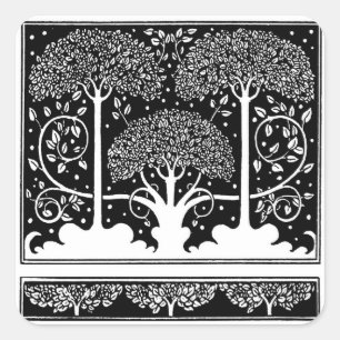 Art Nouveau Tree Beardsley Muster Quadratischer Aufkleber