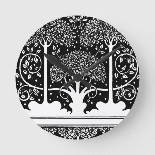 Art Nouveau Tree Beardsley Muster Runde Wanduhr (Vorderseite)