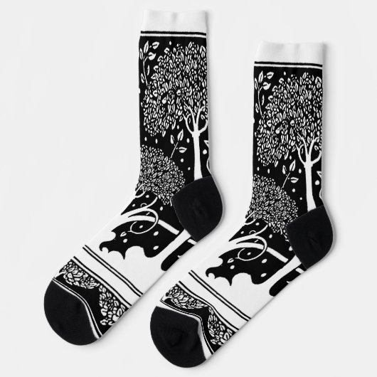 Art Nouveau Tree Beardsley Muster Socken (Linkes Detail)