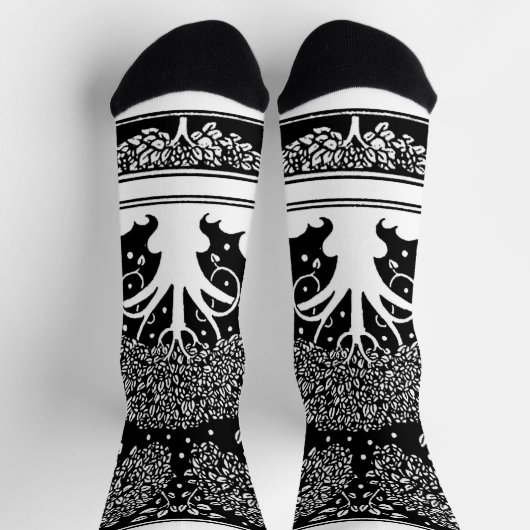 Art Nouveau Tree Beardsley Muster Socken (Oben)