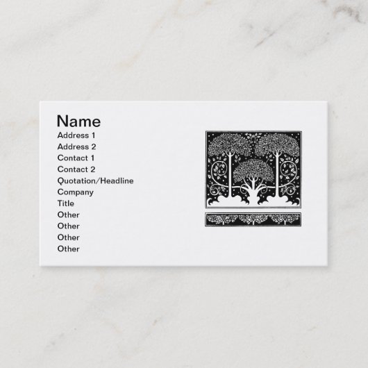 Art Nouveau Tree Beardsley Muster Visitenkarte (Vorderseite)