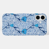 Art Nouveau Tulip Damask, Cobalt Blue Case-Mate iPhone Hülle (Rückseite (Horizontal))
