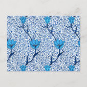 Art Nouveau Tulip Damask, Cobalt Blue Postkarte (Vorderseite)