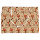 Art Nouveau Tulip Damask, Coral Orange und Beige Große Geschenktüte (Vorderseite)