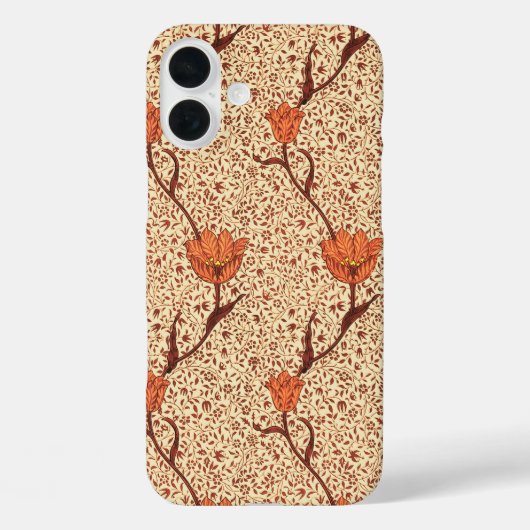 Art Nouveau Tulip Damask, Coral und Beige Case-Mate iPhone Hülle (Rückseite)