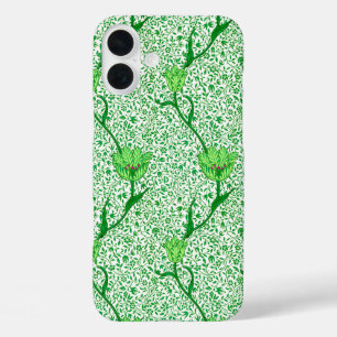 Art Nouveau Tulip Damask, Emerald Green iPhone 16 Plus Hülle