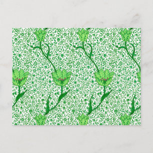 Art Nouveau Tulip Damask, Emerald Green Postkarte