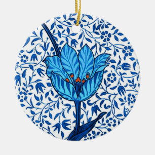 Art Nouveau Tulip Damask, Kobalt Blau Keramik Ornament