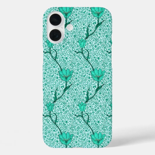 Art Nouveau Tulip Damask, Türkis Case-Mate iPhone Hülle (Rückseite)