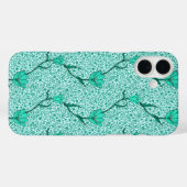 Art Nouveau Tulip Damask, Türkis Case-Mate iPhone Hülle (Rückseite (Horizontal))