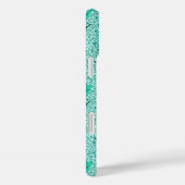 Art Nouveau Tulip Damask, Türkis Case-Mate iPhone Hülle (Rückseite / Rechts)