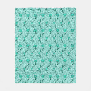 Art Nouveau Tulip Damask, Türkis Fleecedecke