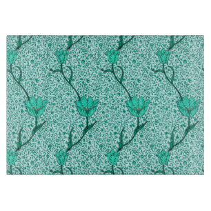 Art Nouveau Tulip Damask, Türkis Schneidebrett