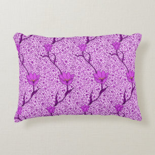 Art Nouveau Tulip Damask, Violet und Orchid Dekokissen