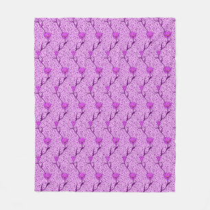 Art Nouveau Tulip Damask, Violet und Orchid Fleecedecke