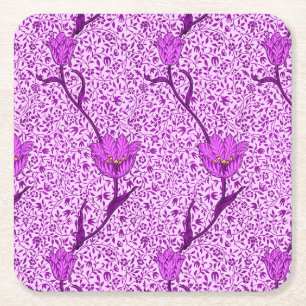 Art Nouveau Tulip Damask, Violet und Orchid Rechteckiger Pappuntersetzer