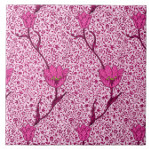 Art Nouveau Tulip Damask, Wine & Fuchsia Pink Fliese (Vorderseite)