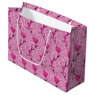 Art Nouveau Tulip Damask, Wine & Fuchsia Pink Große Geschenktüte