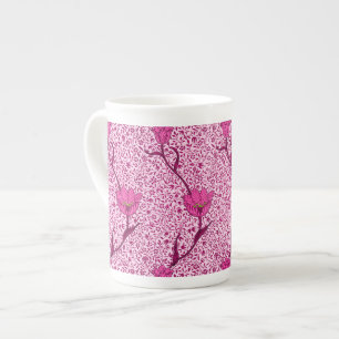 Art Nouveau Tulip Damask, Wine & Fuchsia Pink Porzellantasse