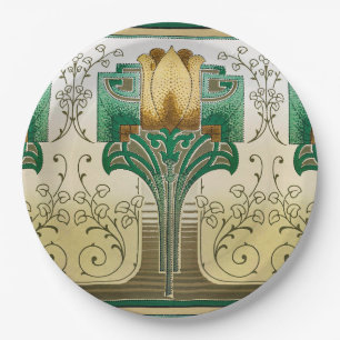 Art Nouveau Tulip Motif Wedding Birthday Holiday Pappteller