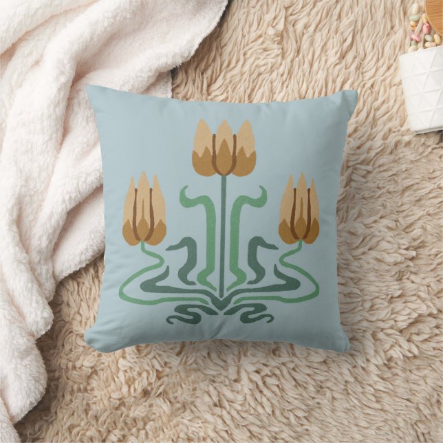 Art Nouveau Tulip Trip Throw Kissen (Decke)