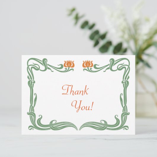 Art Nouveau Tulips Dankeschön Karte (Stehend Vorderseite)