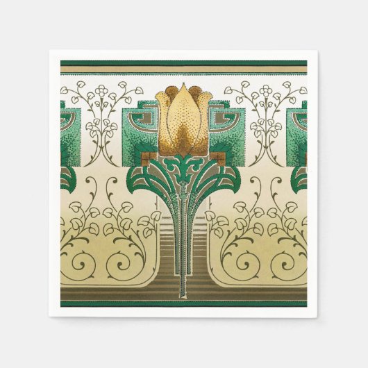 Art Nouveau Tulips Motif Standard Dinner Serviette (Vorderseite)