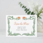 Art Nouveau Tulips Save the Date Karte (Stehend Vorderseite)