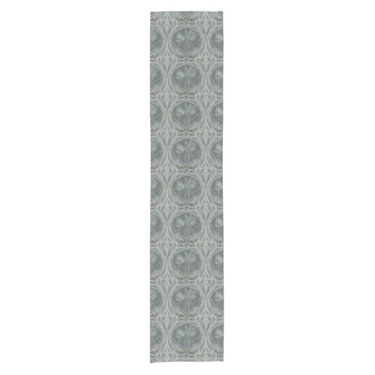 Art Nouveau Tulips Shades Gray Table Runner Kurzer Tischläufer (Vorderseite)