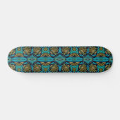 Art Nouveau Turquoise Blue Floral Muster Skateboard (Horizontal)
