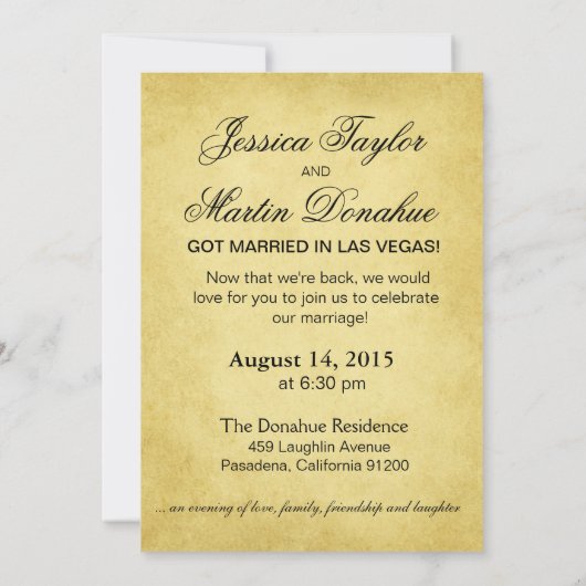 Art Nouveau Vegas Empfang | Gold schwarz Einladung (Rückseite)