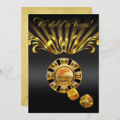 Art Nouveau Vegas Empfang | Gold schwarz Einladung (Vorne/Hinten)