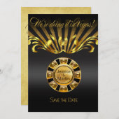 Art Nouveau Vegas Save the Date | Goldschwarz (Vorne/Hinten)