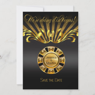 Art Nouveau Vegas Save the Date Goldschwarz