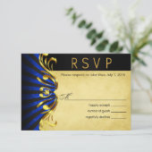 Art Nouveau Vegas UAWG | Goldblau RSVP Karte (Stehend Vorderseite)