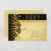 Art Nouveau Vegas UAWG | Goldschwarz RSVP Karte (Vorne/Hinten)